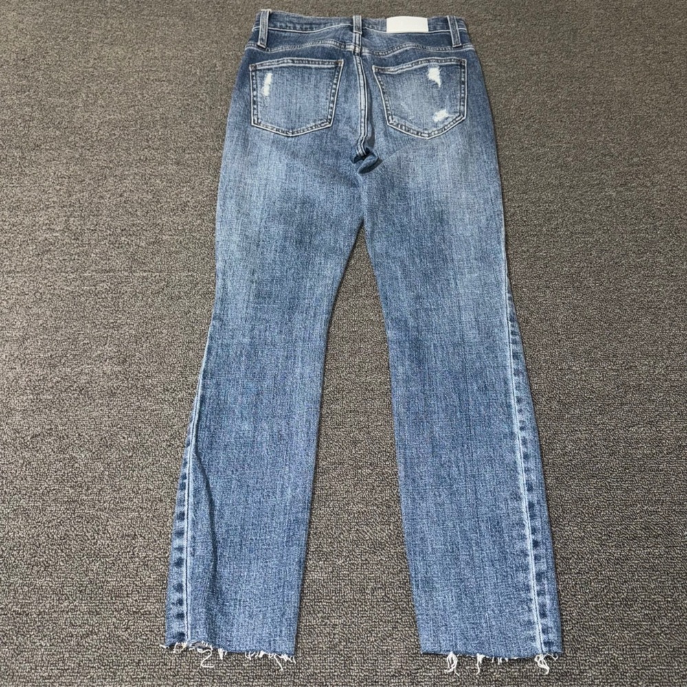 PISTOLA High Rise Distressed Straight Leg Jeans Blue Light Wash Size 25 Casual - Picture 2 of 10